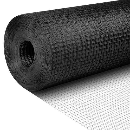 Tatuo Hardware Cloth 1/2 Inch 24in x 150ft Hot Dip Galvanized After Welded Cage Mesh Rolls 21 Gauge Metal Chicken Wire Roll Wire Fencing Poultry Netting for Raised Garden Rodent Animals - color: Black, size: 24in X 150ft