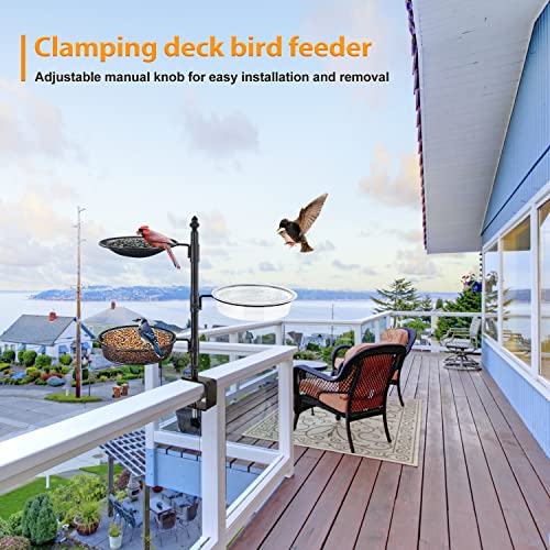 Balcony & Porch Deck Railing Bird Feeder - 3 Tray, Bath Spa, Great for Attracting Wild Bird - color: 3 Tier deck bird feeder bronze