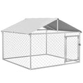PawHut Outdoor Dog Kennel, Heavy Duty Dog Run Outdoor Fence with Waterproof Cover, Galvanized Chain Link, Secure Lock, for Large Breeds, Chickens, Ducks, 6.5' x 6.5' x 5' | Heavy Duty Dog Run Outdoor Fence, Waterproof Cover, Galvanized Chain Link, Secure