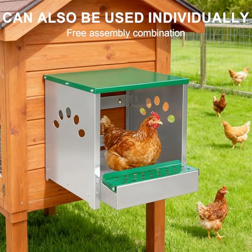 Chicken Nesting Box 3 Compartments - Wall Mount Metal Egg Laying Nest Box for Chicken Coop, Easy to Assemble & Versatile Use for Hens, Ducks, Chickens