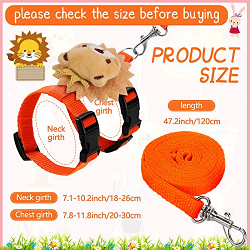Tondiamo 4 Pcs Adjustable Bunny Harness and Leash Set for Small Pet,Animal | Cute Vest Harnesses, for Rabbits Ferrets Guinea Pig Kitten Puppy, Small Pet Supply, Adjustable Straps, Animal Design - color: Animals