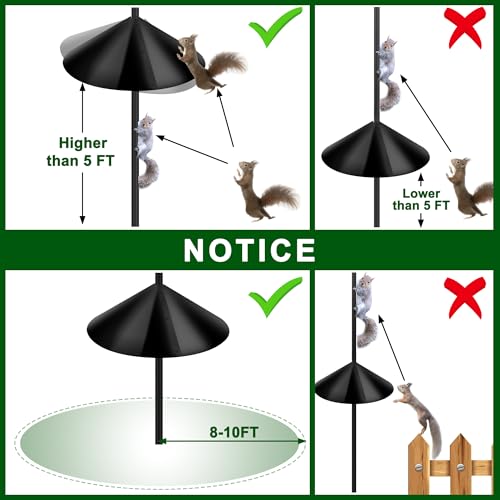 Squirrel Baffles for Protecting Outdoor Bird Feeder Pole and Bird Houses, Pole Mount Squirrel Proof Guard Stopper for Bird Pole-(Black, 16 inch,2 Packs) - size: 16IN-2Set