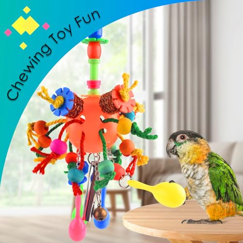 KATUMO Bird Toys, Parrot Toys Parakeet Foraging Shredder Hanging Toys Bird Ball Treats for Conure Mini Macaw Cockatiel Lovebird Small-Medium Birds - style: Orange