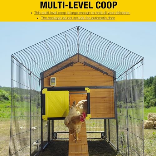 Aivituvin Large Chicken Coop Mobile Hen House with Wheels Strong Iron Frame Poultry Cage with Run Nesting Box, Duck Coop with Waterproof Rain Cover,85"