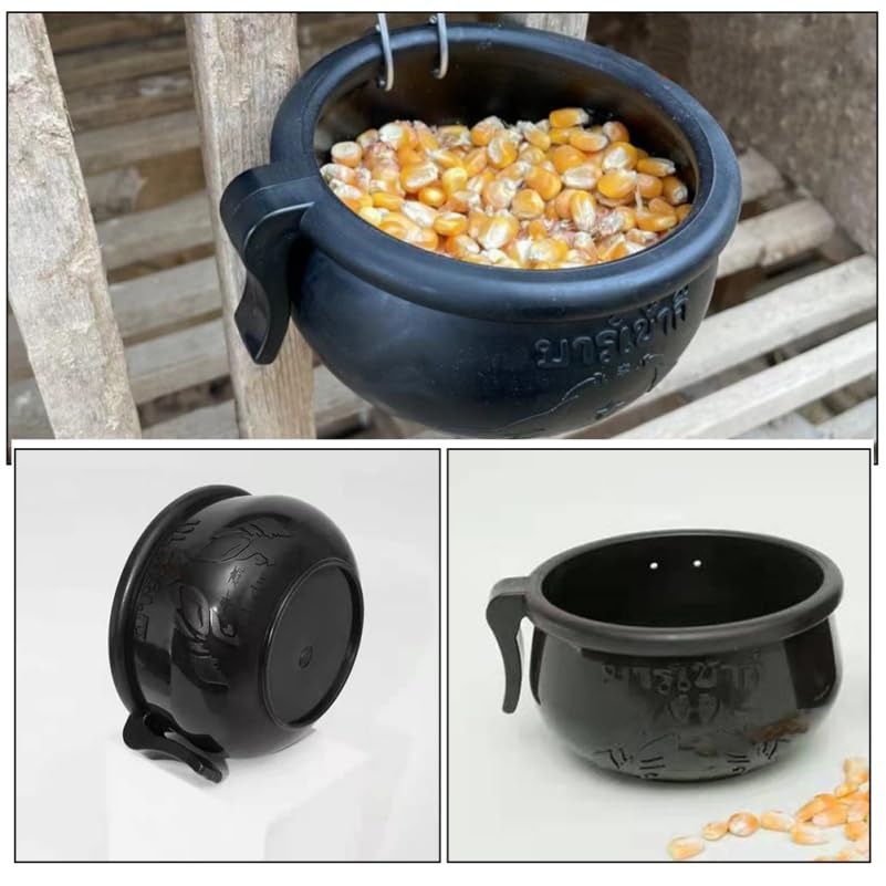 HANABASS 2 Pack Chicken Water Cup with Hooks Poultry Feed Cups for Chicken Pigeons Quail and Chick 5.11 X 4.52 X 2.75 in Hanging Feed and Water Set