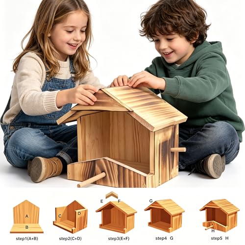 Handcrafted Solid Wood Robin Nesting Box – Outdoor Bird House for Garden, Backyard & Patio, Attracts Robins, Blackbirds & Finches – Easy to Mount & Clean