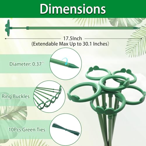 Extendable Plant Stakes,Length Scalable From17.5to30.1IN Plant SupportStake | 7Pack Orchid Sticks with Clips for Indoor Outdoor,Garden Stakes for Plant, Tomato, Vegetables, Monstera, Vine, Potted Plants - size: 30.1Inches 7Pack