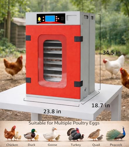 400 Egg Commercial Cabinet Incubator with Auto Egg Turning, Precise Temperature & Humidity Control, Large Poultry Incubator for Chicken, Duck, Goose & Quail Eggs, Ideal for Large Farms