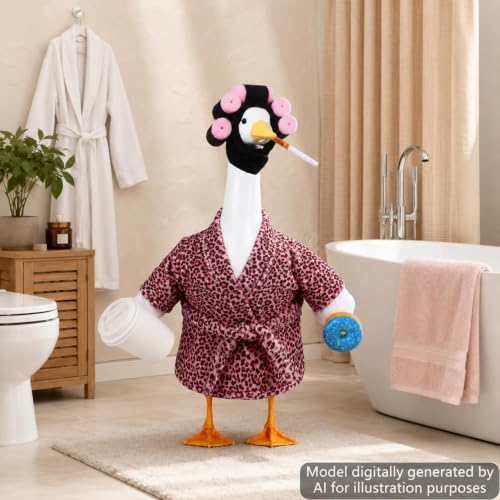OBUSATT Old Lady Porch Goose Outfits 23 in Bathrobe Lawn Goose Costume Pink Leopard - style: Pink Leopard