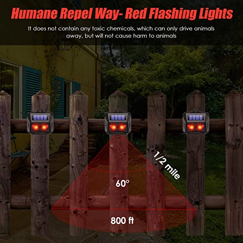 4 Pack Solar Predator Eyes Nocturnal Animal Repellent Outdoor,Auto Activate Animal Deterrent Predator Lights for Coyote,Racoon,Foxe,Skunk,Deer,Red LED Wildlife Guard for Yard, Garden,Farm,Chicken Coop
