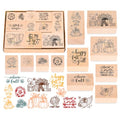 JarThenaAMCS 16Pcs Fall Wooden Rubber Stamps Set 11 Pcs Autumn DIY Craft Cards Stamps Pads with 5 Mixed Ink Pads for Fall Thanksgiving Party Gift Decor Classroom Scrapbooking Cards Making Supplies - style: Fall