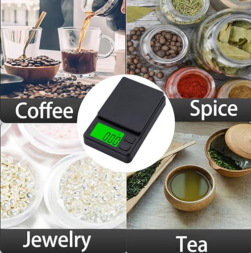Digital Pocket Scale 1000g x 0.01g Weigh Gram Scale, Mini Scale, Digital Grams Scale, Food Scale, Jewelry Scale, Kitchen Scale with Backlit LCD, 7 Units Tare, Battery Included, Black