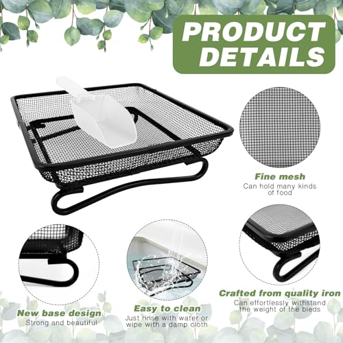 3 Pcs Platform Bird Feeder with Scoop, 6.7 x 6.7 x 2.2 in Ground Bird Feeder Tray Metal Square Squirrel Feeders Rust Resistant Mesh Seed Tray for Outside Wild Birds Dove | 6.7 x 6.7 x 2.2 in Rust Resistant Mesh Seed Trays For Wild Birds, Doves, Squirrels,