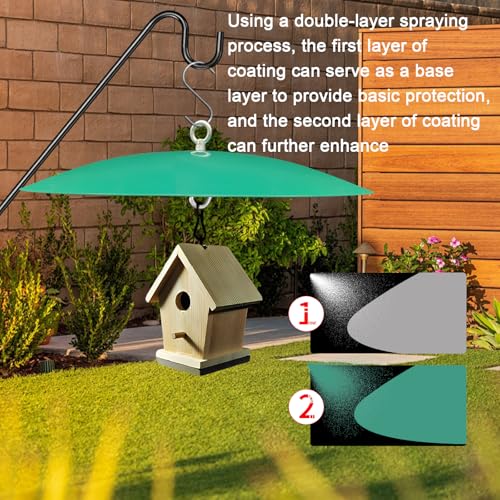 Metal Hummingbird Feeder Shade Cover Dome Shield Hang from Bird Feeders 13 Inch Bird Feeder Baffle for Outdoors/Backyard (1pack, Green)