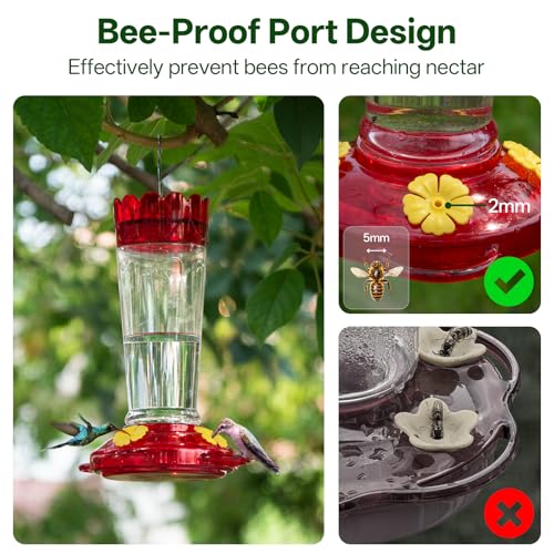 Hummingbird Feeders for Outdoors, 14 OZ Plastic Hummingbird Feeder | Ant & Bee Proof Leak-Proof Nectar Feeders with 4 Feeding Ports and Perches, Garden Yard Décor Gifts for Mom, Birdlovers - color: Clear, size: 1 Pack