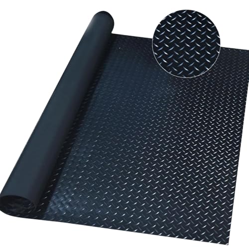 Anti-Slip Rubber Diamond Floor Mat - Durable, Non-Skid, Waterproof Floor Protection for Home, Gym, Garage, and Vehicles - 2.5 mm x 4 ft x 6 ft Rolls - Black (4x6 FT) - size: 72"L x 47.2"W x 0.1"Th