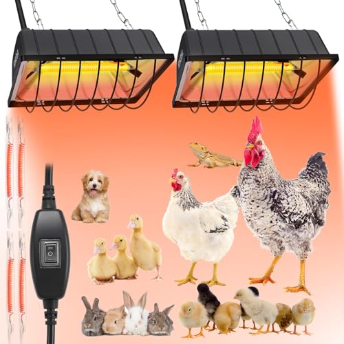 300W 2Mode Heat Lamp for Chickens,Brooder Heater 12000H Carbon Fiber Bulbs, 4PCs Heat Lamp Tubes, Adjustable Temp & Height, Waterproof Chicken Coop Heat Plate, UL-Certified Heater for Poultry, Pets - size: Regular(2 Frame + 4 Tubes)