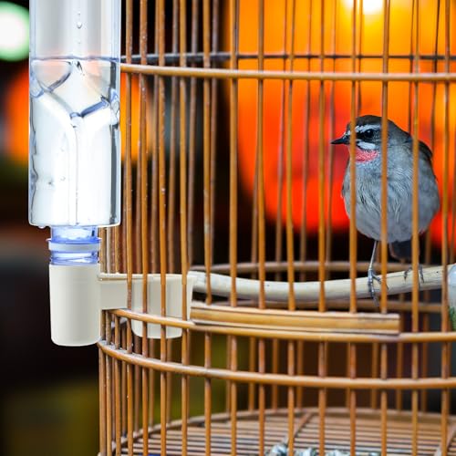 LemonRoad 24 Pcs Bird Drinker Feeder Cups Plastic Water Bottle Cup for Cage Ideal for Pigeon Bottle Chicken Quail Poultry Waterer Accessories (White) - color: White