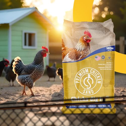 Premium Chicken Sand 50 lbs – Dust-Free, Odor-Control Bedding for Chicken Coops, Nesting Boxes, and Runs – Natural Poultry Litter - size: 1 Pack