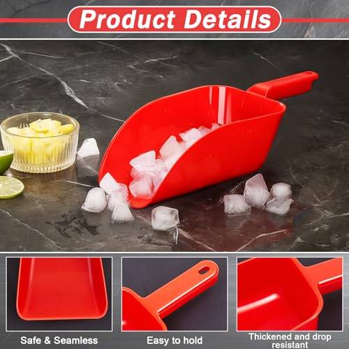 Relaxweex 4 Pack 32 oz Plastic Ice Scoop, Heavy Duty Utility Plastic Hand Scoop for Ice Machine, Flour, Coffee Beans, Pet Dog Food, Large Kitchen Shovel Tool for Restaurant, Bar, Pantry Storage