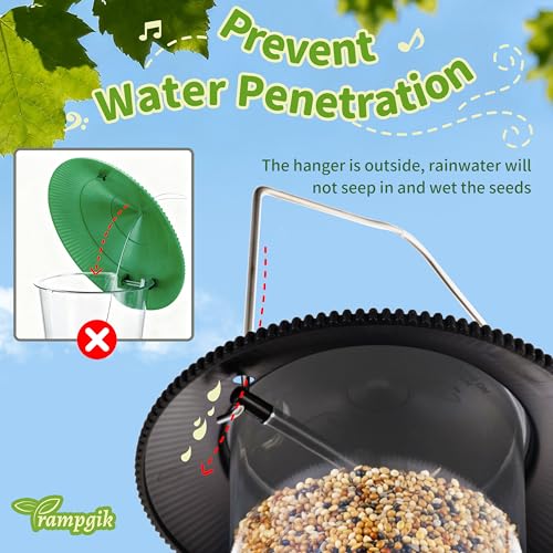 Outdoor Bird Feeder, Retractable Bird Feeder Hanging, Metal Hanger, Rainproof & Leak-Proof, Black, Pack of 1 - color: Black, Retractable Hanging, Pack of 1
