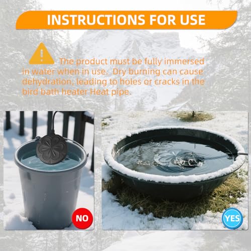110W Bird Bath Heater for Outdoors in Winter–Submersible Pond Deicer,Cast Aluminum Thermostatic Chicken Water Heater - color: Black