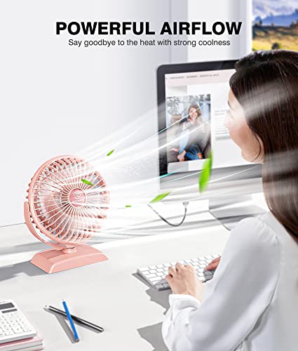 JZCreater USB Desk Fan, USB Fans Mini, 360 Rotation Desktop FanS with 3 Speed, Table Personal Cooling Fan, Quiet Mini Desk Fan, USB Powered, Small Fan for Home Office Bedroom Car Travel, Pink - color: Pink