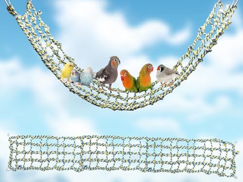 Colorful Bird Rope Net, Rat Climbing Ladder Bridge Toy, Hanging Pet Hammock, Cage Accessories for Small Animals Hamster Parakeets Cockatiels Guinea Pig Chinchilla Ferret - 45 × 7.5 Inch - size: 45 ×7.5 Inch