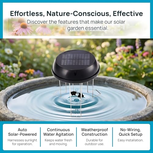 Bird Bath Solar Water Wiggler, Stainless Steel Swing Bubbler, Solar Water Circulator for Garden Pond & Landscape Pool