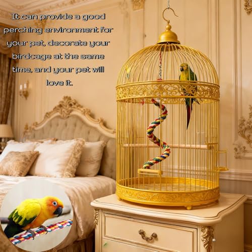 Bird Rope Perches, Parrot Toys, Bungee Rope Perches for Parrots, Cockatiels, Parakeets, Budgie Cages Comfy Birds (Metal Nut) - 15.75 inches - size: 40cm