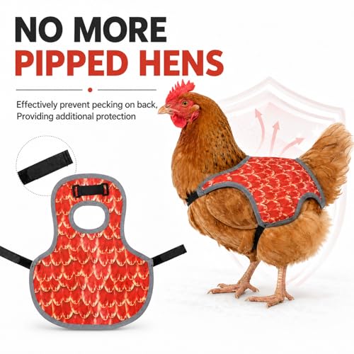 Chicken Saddle for hens Chicken Apron Back Protector | Adjustable Strap, Chicken Back Hen Protector Saddles, Jacket Clothes Feather Print Pattern, for Farm Accessories