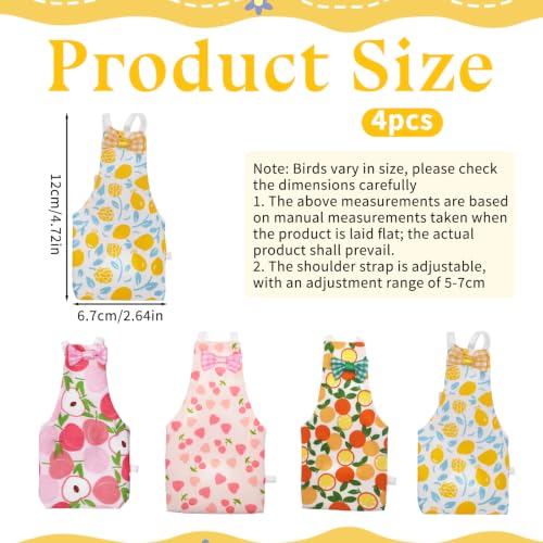 4 Pcs Bird Diapers, Parrot Diaper Reusable | Waterproof Lining, Washable for Cockatiel Budgie Lovebird Parakeet Canary, 4.72x2.64 Inches (Colorful)
