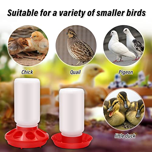 Chicken Feeder and Waterer Set Hanging Chicken Waterer Feeder for Poultry Duck Quail Chick Baby Automatic Chicken Feeders no Waste Bird Water Dispenser Chicken Coop Accessories Supplies (Red) - color: Red