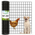 Amagabeli Black PVC Coated Welded Wire Fence 48inch x 50ft 2 Inch x 3 Inch 16 Gauge Chicken Wire Mesh Roll Metal Garden Border Fencing for Yard Vegetable Plant Protection Poultry Netting Cage - size: 2''x3'' 16GA 48''x50'