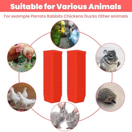 40 Pcs Cage Cups Chicken Feeder Cups, 16 oz Birds Feeders, Hanging Bunny Food Water Bowl for Pet Parrot Parakeet Gamefowl Poultry