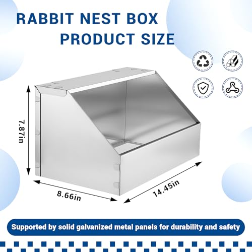 2Pack Rabbit Nesting Box,Metal Bunny Small Animal Nest with Removable Floor | Rabbitry Supplies Bunny Small Animal Galvanized Nest with Removable Acrylic Floor, Durable, Easy to Clean Indoor/Outdoor Use