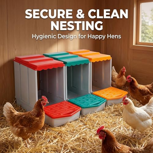 3Compartment Modular Chicken Nesting Boxes with Roll Away Design | Detachable Egg Tray; Perch Included; Modular Design Allows Individual Use or Connection of Multiple Units; Egg Collection