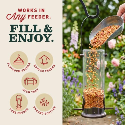 Mr. Bird Flaming Hot Feast Small Loose Seed Bag 2lbs | Hot Pepper Wild Bird Seed for Outside Feeders | Prevent Squirrels | Spicy Bird Food | Backyard Birds | Spicy Bird Seed for Outside Feeders | Premium Blend of Mealworms, Peanuts, Hot Pepper | Keeps Squ