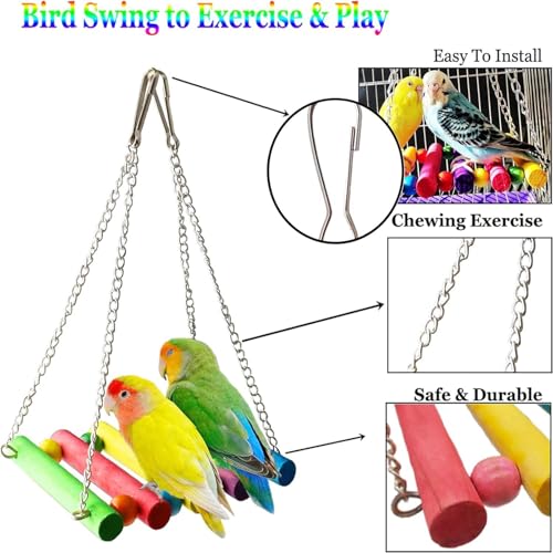 Bird Swing Standing Chewing Training Hanging Toy Hammock Climbing Ladder Drawbridge Birdie Perches Platform for Conure,Cockatiel,Mynah,Love Birds,Finches,Budgerigar,Pigeon - size: 5pcs