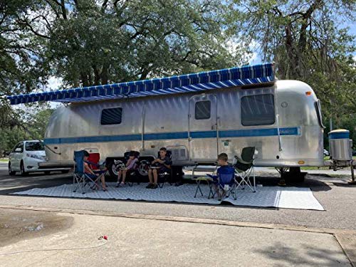 8x20 Gray & White Outdoor RV Mat with Carry Bag – Extra Thick 5mm Recycled Poly Rug – Waterproof, Reversible, Heavy-Duty – Premium Patio Mat for Camping, Deck (8x20, Grey Diamond) - color: Grey Diamond, style: 8' x 20'