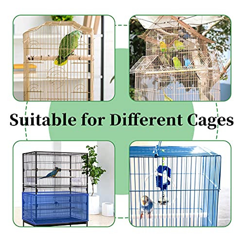 Daoeny Large Bird Cage Cover, Bird Cage Seed Catcher, Adjustable Soft Airy Nylon Mesh Net, Birdcage Cover Skirt Seed Guard for Parrot Parakeet Macaw African Round Square Cages (Blue) - color: Blue