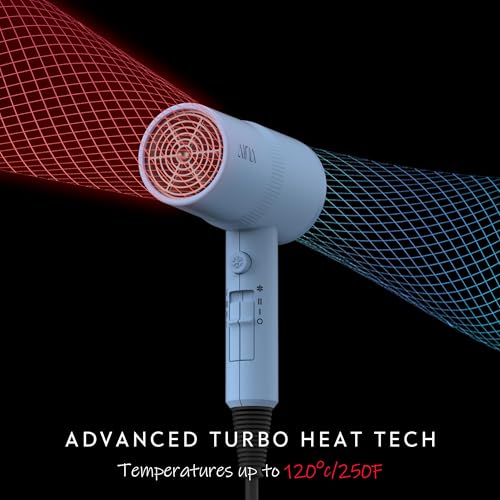 AINA Hair Dryer with Diffuser,Comb Full-Featured Blow Dryer 110V(Blue) | 3 Heat/2 Speed;Cold shut button;Lightweight;Compact Size;High Temp;Low Airflow;Same Results;Less Expense - color: Baby Blue, size: 4 Piece