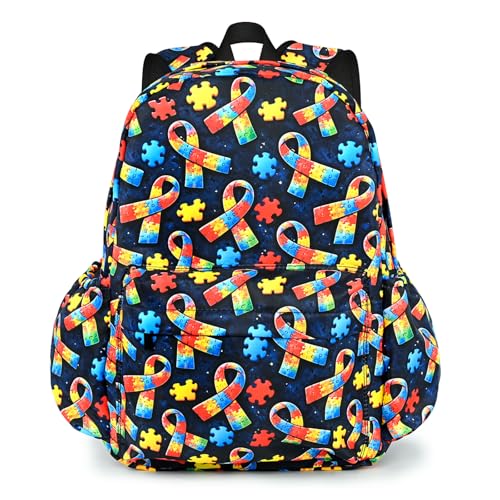 Autism Kids Backpack School Backpack Teens Bookbag for Girls Boys Hiking Camping Travel Sports - color: Autism