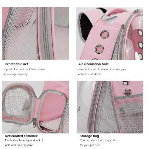 Cat Backpack Carrier, Front Expandable Expandable Bubble Pet Backpack, Ventilated Transparent Capsule Dog Backpack for Small Cats Dogs Birds Bunny, Airline Approved - color: Pink