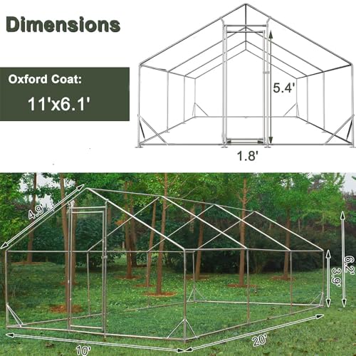 Garvee Large Metal Chicken Coop,Walk-in Poultry Cage,Outdoor Hen Run House with Waterproof and Anti-Ultraviolet Cover Rabbits Habitat Cage for Outdoor | Large poultry habitat, weatherproof cover, suitable for hens, rabbits and small farm animals - size: 1