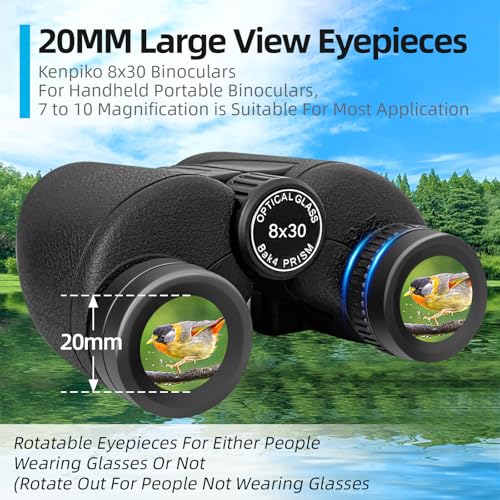 8x30 Binoculars for Adults, High Power Compact Binocular for Travel Hiking Concert Ship Cruise Hunting Bird Watching, Black Waterproof Binocular for Kid - color: Black, size: W/T Accessories