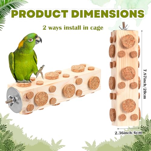 Skyygemm 2 Pieces Bird Chew Toy Wooden Foraging Toys for Birds Parrot Cork Stopper Toys Woodpecker Feeding Toy for Macaws, Small Parakeets, Conures, Budgies, Finches Conure Cockatiel