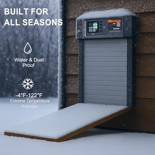 Automatic Chicken Coop Door, Solar Powered Roll-Up Chicken Door with Light Sensor, Timer & Manual Mode, 2500mAh Battery, USB-C Backup, Aluminum Frame, Anti-Pinch, for Chicken Coop Size:13.2''x8.9''