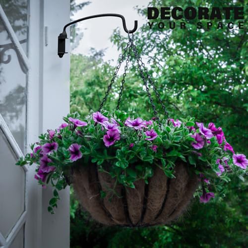 Plant Hook,12 Inch Plant Hanger Bracket Heavy Duty Wall Mounted Hooks for Hanging Bird Feeder, Flower Bracket, Anti Rust Metal Lanterns - color: Black, size: 12in 1Pack