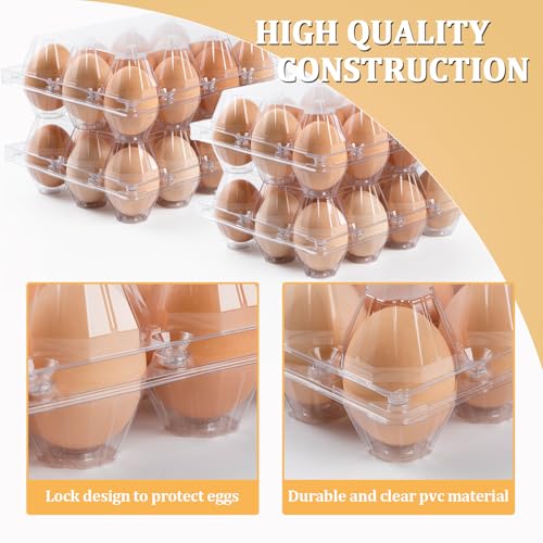 120 Pack Egg Cartons 12 Count, Plastic Egg Cartons Cheap Bulk, Clear | Reusable Egg Holder Egg Trays for Home and Farmer's Markets Display, Medium Egg Containers for Refrigerator - style: 3x4Grids-120count